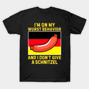 I'm on My Wurst Behavior and I Don't Give a Schnitzel Funny German Flag Oktoberfest Vintage T-Shirt